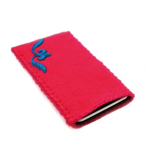 【大地之愛】羊毛氈萬用袋-亮桃